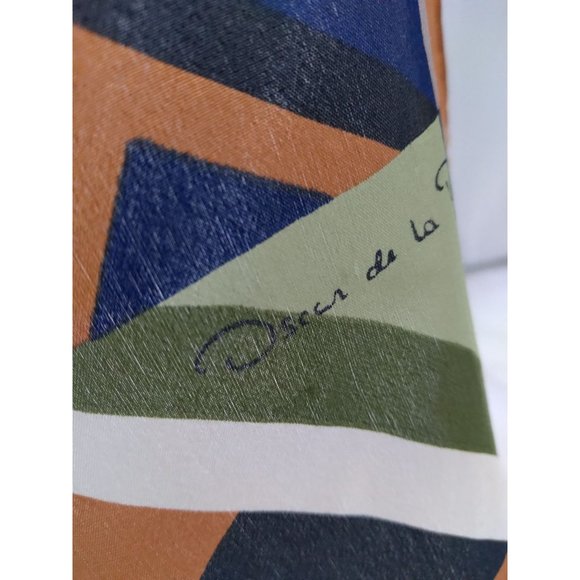 Vintage Oscar De La Renta MCM Geometric Rectangular Fringe Scarf 50" x 11" READ - Picture 4 of 13